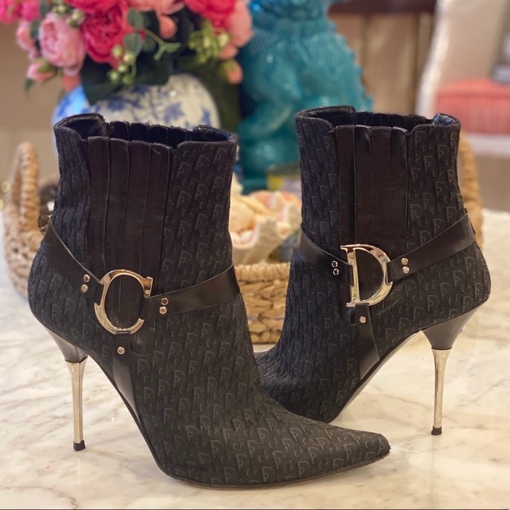 Vintage Christian Dior saddle stiletto booties